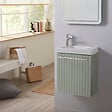 GODART - Pack lave-mains Vert Strié - Robinetterie Eau froide à gauche - L.42.5 X H. 52.5 cm - Hamac 2 - vignette