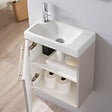 GODART - Pack lave-mains Beige cachemire Strié - Robinetterie Eau froide à gauche - L.42.5 X H. 52.5 cm - Hamac 2 - vignette