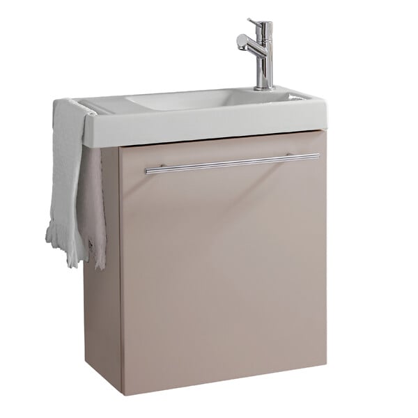 GODART - Pack lave-mains Beige cachemire avec porte serviette - Mitigeur à droite - L.48 X H. 52.5 cm - Houston - large