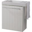 GODART - Meuble lave-mains strié Blanc mat avec lave-mains et porte serviette intégré pour Robinet à gauche Solo - vignette