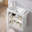 GODART - Meuble lave-mains strié Blanc mat avec lave-mains et porte serviette intégré pour Robinet à gauche Solo - vignette