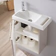GODART - Meuble Beige cachemire avec lave-mains et porte serviette intégré pour Robinet à gauche Solo - vignette