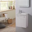 GODART - Pack lave-mains Blanc mat Strié - Robinetterie Eau froide à gauche - L.42.5 X H. 52.5 cm - Hamac 2 - vignette