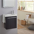 GODART - Meuble lave-mains Strié Noir mat avec porte serviette intégré pour Robinet à droite Solo - vignette
