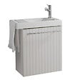 GODART - Pack lave-mains Blanc mat strié avec porte serviette - Robinetterie eau froide à droite - L.48 X H. 52.5 cm - Houston - vignette