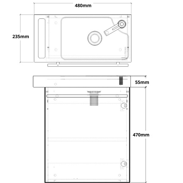 GODART - Meuble noir mat Solo avec lave-mains et porte serviette intégré pour Robinet à droite - large