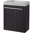 GODART - Meuble lave-mains Strié Noir pour robinet à gauche Solo - vignette