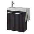 GODART - Pack lave-mains Noir mat strié avec porte serviette - mitigeur à gauche - L.48 X H. 52.5 cm - Houston - vignette