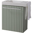 GODART - Meuble lave-mains strié Vert mat avec lave-mains et porte serviette intégré pour Robinet à gauche Solo - vignette