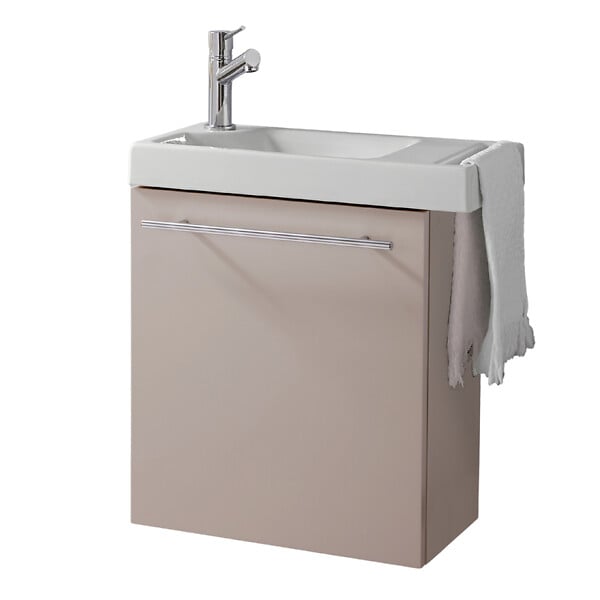 GODART - Pack lave-mains Beige cachemire avec porte serviette - mitigeur à gauche - L.48 X H. 52.5 cm - Houston - large