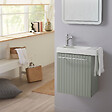 GODART - Pack lave-mains Vert mat strié avec porte serviette - mitigeur à gauche - L.48 X H. 52.5 cm - Houston - vignette