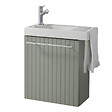GODART - Pack lave-mains Vert mat strié avec porte serviette - mitigeur à gauche - L.48 X H. 52.5 cm - Houston - vignette