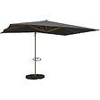 ID MARKET - Parasol déporté inclinable rotatif 360 CALVI mat effet bois et toile grise 3X4M avec housse - vignette
