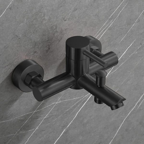 PLANETE BAIN - Mitigeur baignoire douche en inox noir mat - Alois - large