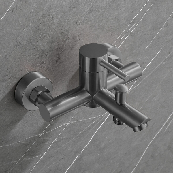 PLANETE BAIN - Mitigeur baignoire douche en inox brossé gun metal - Alois - large