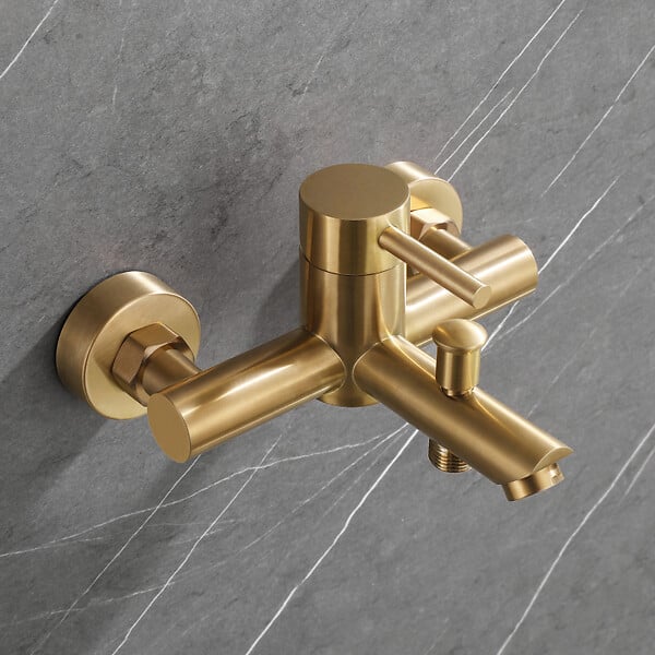 PLANETE BAIN - Mitigeur baignoire douche en inox brossé doré - Alois - large