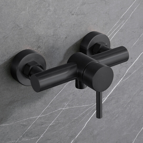 PLANETE BAIN - Mitigeur de douche mécanique inox noir mat - Alois - large