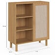 ID MARKET - Buffet d'appoint 3 étagères et placard 70 cm ROBIN meuble de rangement bois et tissu effet lin - vignette