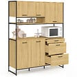ID MARKET - Buffet casserolier de cuisine 140 cm DETROIT 5 portes + 3 tiroirs design industriel - vignette
