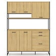 ID MARKET - Buffet casserolier de cuisine 140 cm DETROIT 5 portes + 3 tiroirs design industriel - vignette