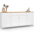 ID MARKET - Buffet 180 cm WASHINGTON XXL 4 portes et 1 tiroir bois et blanc - vignette