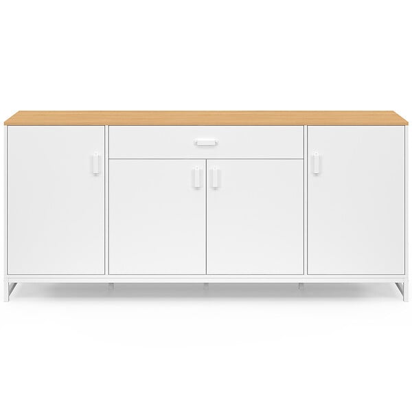ID MARKET - Buffet 180 cm WASHINGTON XXL 4 portes et 1 tiroir bois et blanc - large