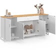 ID MARKET - Buffet 180 cm WASHINGTON XXL 4 portes et 1 tiroir bois et blanc - vignette