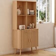 ID MARKET - Buffet de cuisine 80 CM ROMIE 2 portes + tiroir effet lattes tasseau de bois - vignette