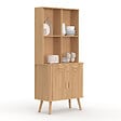 ID MARKET - Buffet de cuisine 80 CM ROMIE 2 portes + tiroir effet lattes tasseau de bois - vignette
