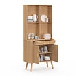 ID MARKET - Buffet de cuisine 80 CM ROMIE 2 portes + tiroir effet lattes tasseau de bois - vignette