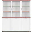 ID MARKET - Buffet vaisselier 160 cm VITO meuble de cuisine 6 portes blanc et bois - vignette