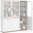 ID MARKET - Buffet vaisselier 160 cm VITO meuble de cuisine 6 portes blanc et bois - vignette
