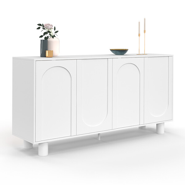 ID MARKET - Buffet 160 cm ARCHIE 4 portes design arche blanc - large