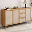 ID MARKET - Buffet 160 cm ROBIN 4 portes bois et effet lin - vignette