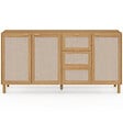 ID MARKET - Buffet 160 cm ROBIN 4 portes bois et effet lin - vignette