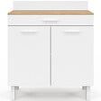 ID MARKET - Buffet bas de cuisine 80 cm CINA plan de travail H.83 cm 2 portes + tiroir façon hêtre et blanc - vignette
