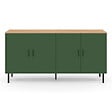 ID MARKET - Buffet 160 cm KELIA 4 portes vert kaki et plateau bois - vignette