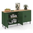 ID MARKET - Buffet 160 cm KELIA 4 portes vert kaki et plateau bois - vignette