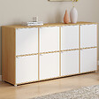 ID MARKET - Buffet casier 139 cm CASSIE 8 portes blanc et bois - vignette