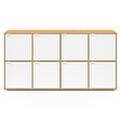ID MARKET - Buffet casier 139 cm CASSIE 8 portes blanc et bois - vignette