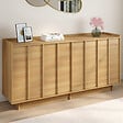 ID MARKET - Buffet 160 cm ROSIE 4 portes façon hêtre design minimaliste - vignette