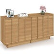 ID MARKET - Buffet 160 cm ROSIE 4 portes façon hêtre design minimaliste - vignette