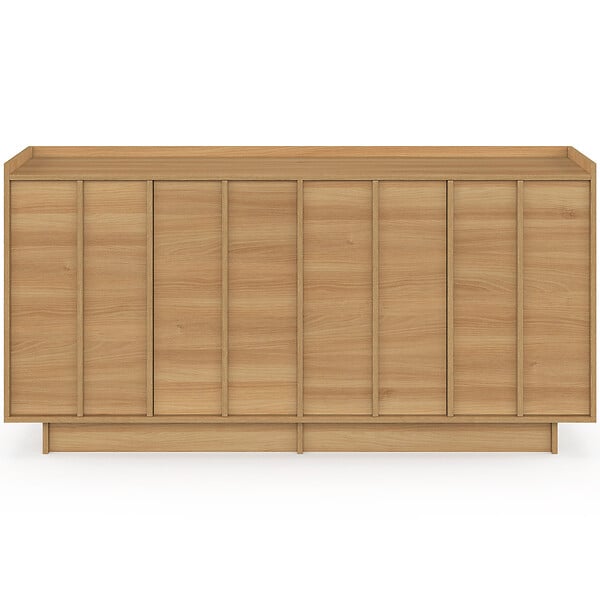 ID MARKET - Buffet 160 cm ROSIE 4 portes façon hêtre design minimaliste - large
