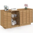ID MARKET - Buffet 160 cm ROSIE 4 portes façon hêtre design minimaliste - vignette