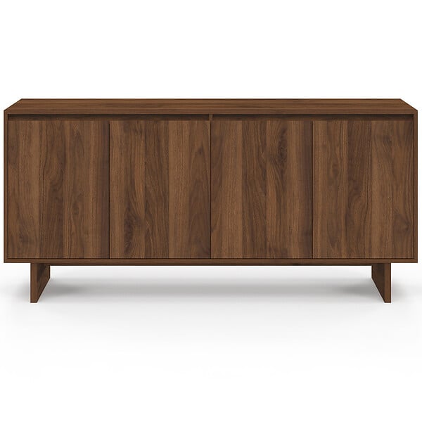 ID MARKET - Buffet 160 cm YURI 4 portes effet noyer - large
