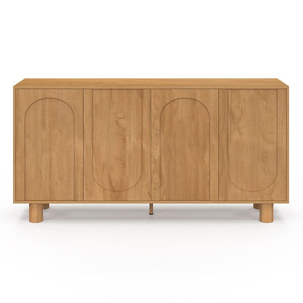 ID MARKET - Buffet 160 cm ARCHIE 4 portes design arche effet bois - large