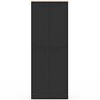 ID MARKET - Buffet haut armoire de cuisine H.160 cm ALTO 4 portes avec rangements façon hêtre et noir - vignette