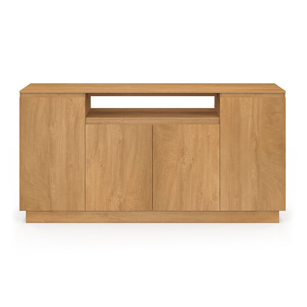 ID MARKET - Buffet 160 cm SERENA 4 portes avec niche centrale effet bois - large