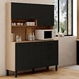 ID MARKET - Buffet casserolier de cuisine 140 cm CINA 5 portes + 3 tiroirs façon hêtre et noir - vignette