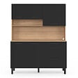 ID MARKET - Buffet casserolier de cuisine 140 cm CINA 5 portes + 3 tiroirs façon hêtre et noir - vignette